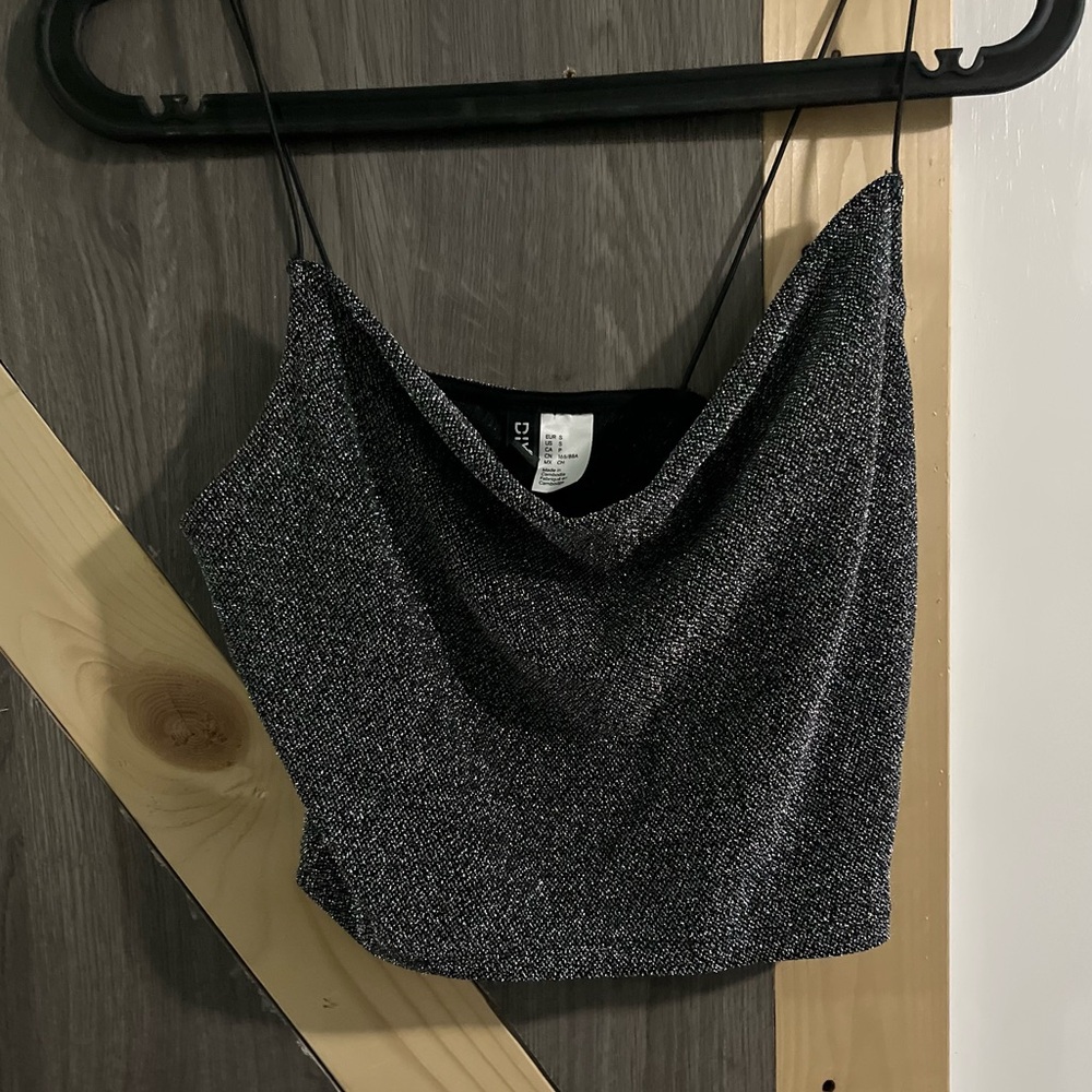 Black and Silver Crop Top